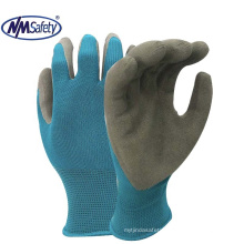 NMSAFETY 13 gauge green nylon or polyester liner coated quality foam latex safety gloves